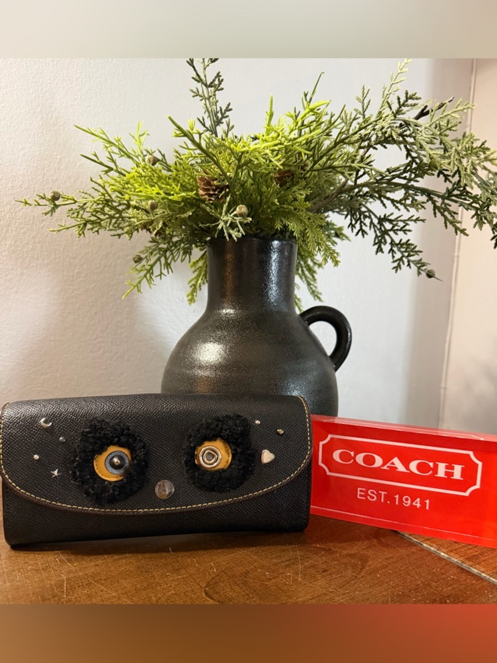 Coach Black Bear "FUZZ" Slim Envelope Wallet